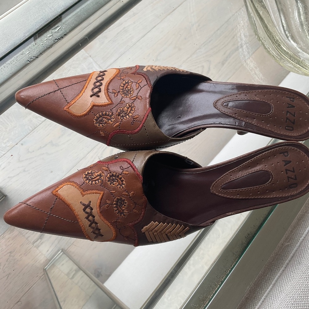 Natural Leather handmade sexy slides Brazil 3” heel